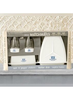 Vintage 60s DEKA MATCHMATES Cornflower Blue Kitchen Gift Set Original Packaging